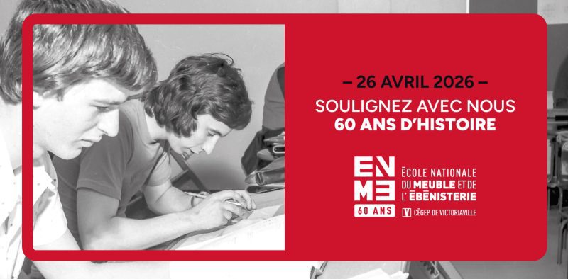 visuel où on voit des élèves de l'époque dans les tons de noir, blanc et rouge