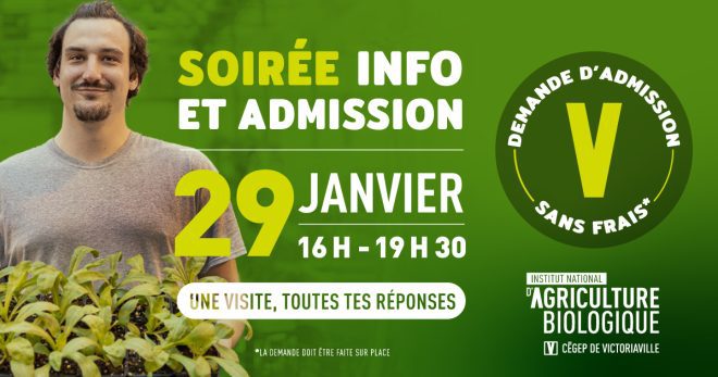 Visuel dans les tons de vert où on voit un étudiant avec les infos