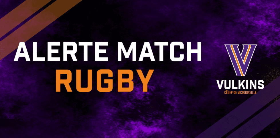 Visuel format Web qui fait mention d'une alerte match pour les Vulkins rugby