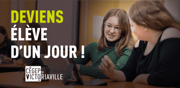 visuel deviens élève d'un jour cégep de victoriaville où on voit deux élèves