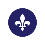 fleur de lys blanc dans un rond bleu marin