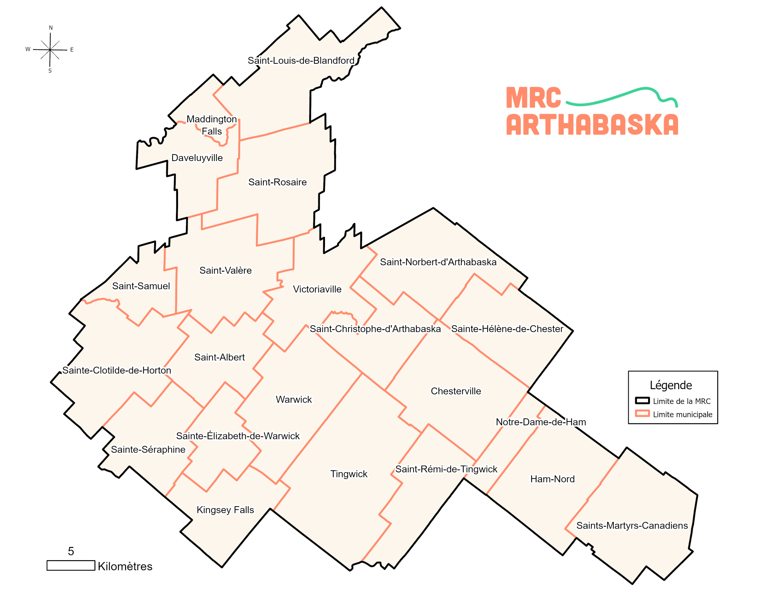 carte de la MRC d'Arthabaska