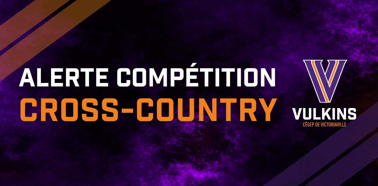 Visuel format Web qui fait mention d'une alerte compétition pour les Vulkins cross-country