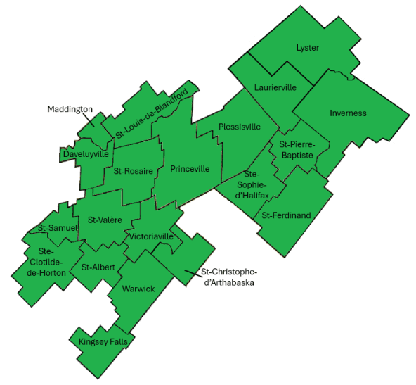 carte des municipalités éligibles afin d'obtenir une Écopasse