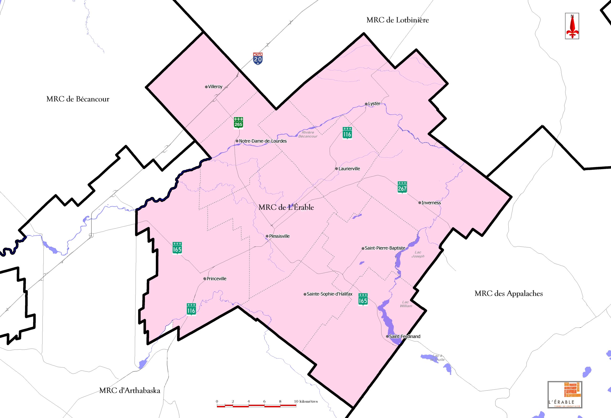 carte de la MRC de l'Érable