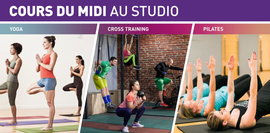 visuel officiel cours du midi au Studio Yoga, Cross-training et Pilates