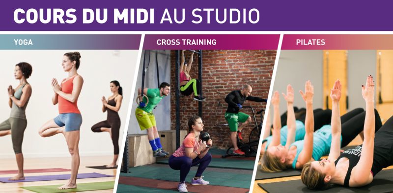 visuel officiel cours du midi au Studio Yoga, Cross-training et Pilates
