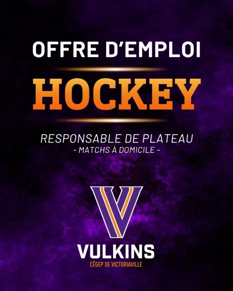 Image d'un visuel faisant la promotion d'une offre d'emploi pour le hockey des Vulkins