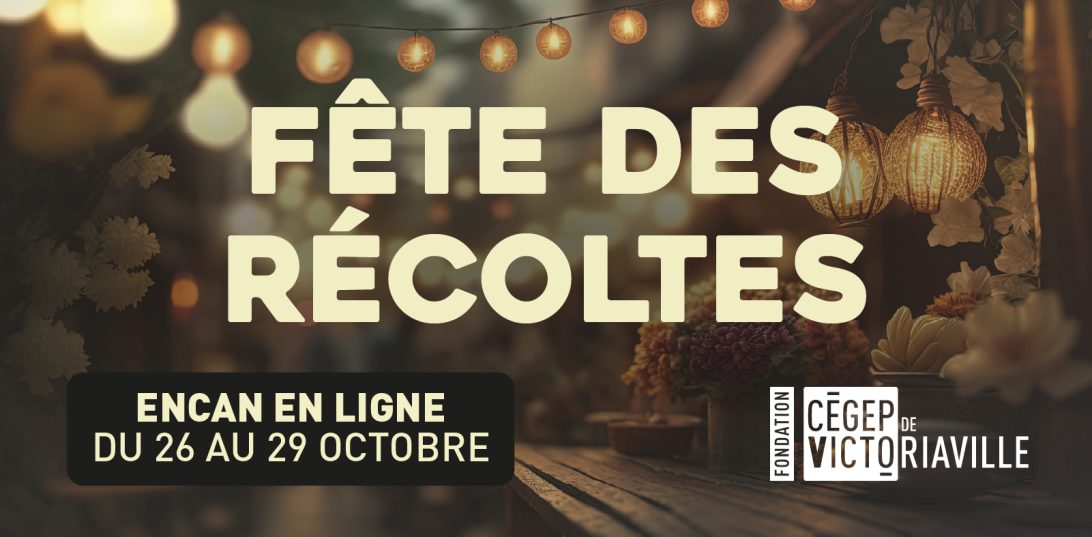 visuel officiel de l'encan en ligne du 26 au 29 octobre au profit de la Fondation du Cégep de Victoriaville